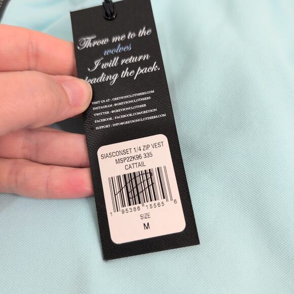 Greyson Golf Vest Siasconset Stand Collar 1/4 Zip Medium Blue Cattail MSRP $130 - Picture 4 of 10